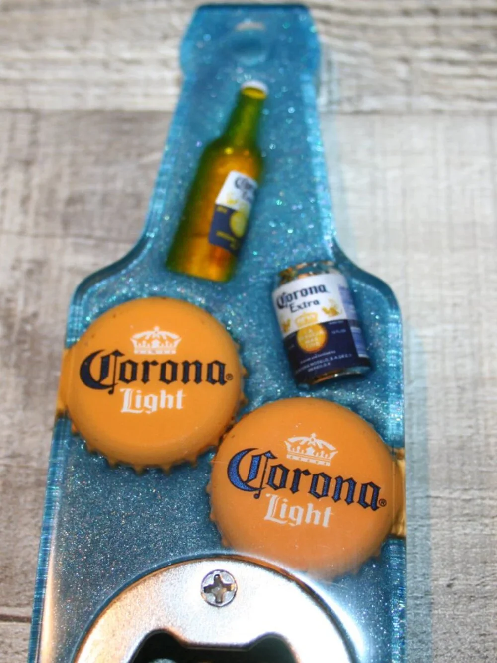 Handmade Resin Bottle Opener Fridge Magnet Bar Accessory Beer Shape Alcohol Blue